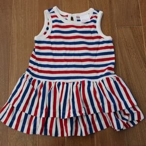 Hanna Andersson Sleeveless‎ Flare Twirl Dress Red White Blue Stripe 12-18 Month